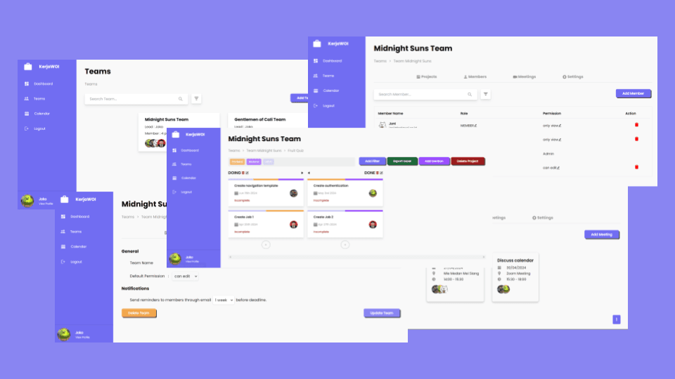 Team and project management example